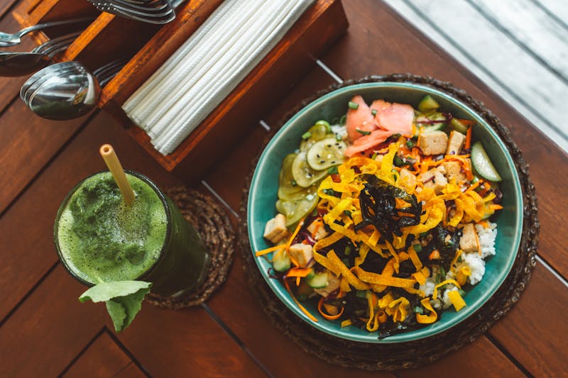 Veggie Green Bowl with roasted vegetables